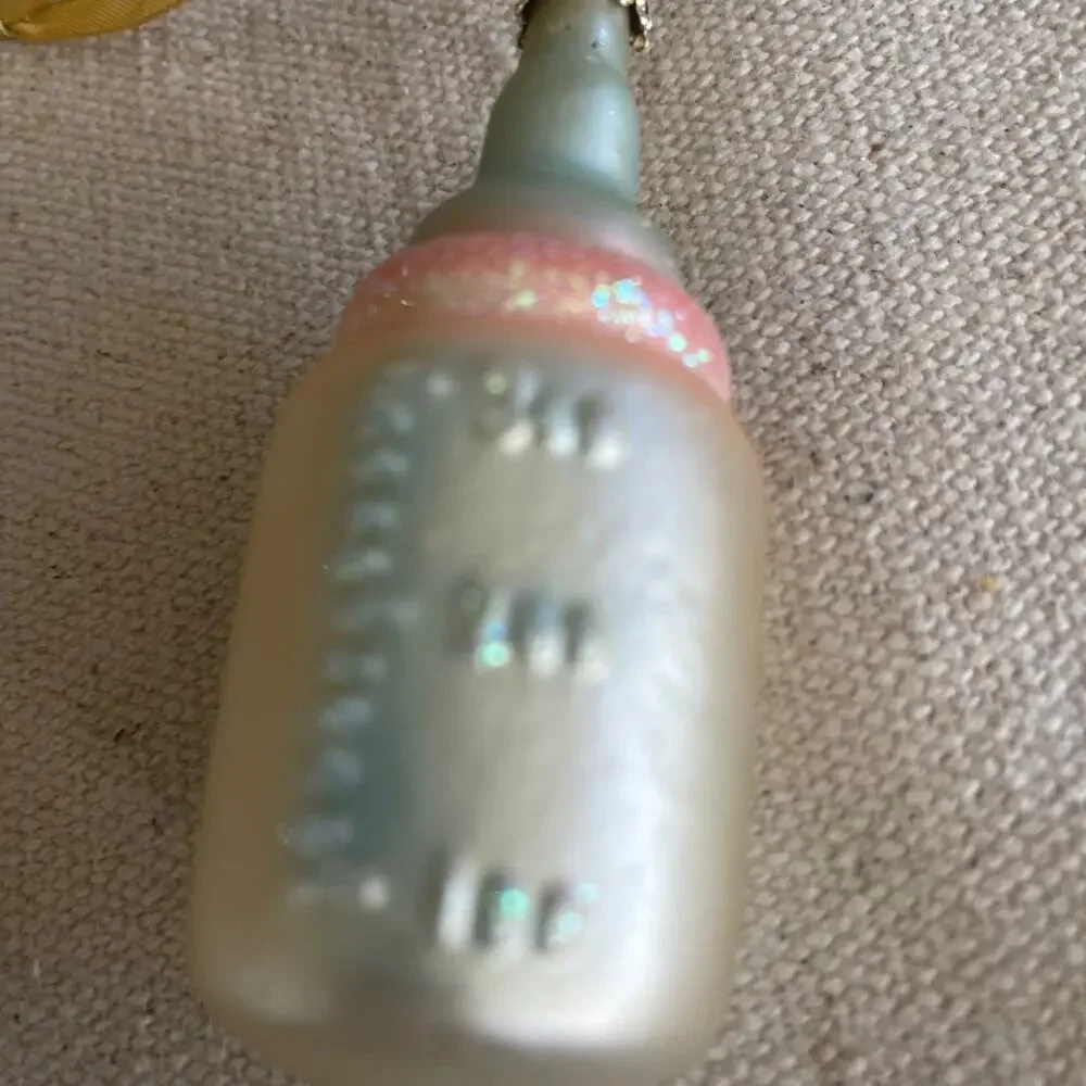 Baby Bottle blown glass Christmas ornament vintage